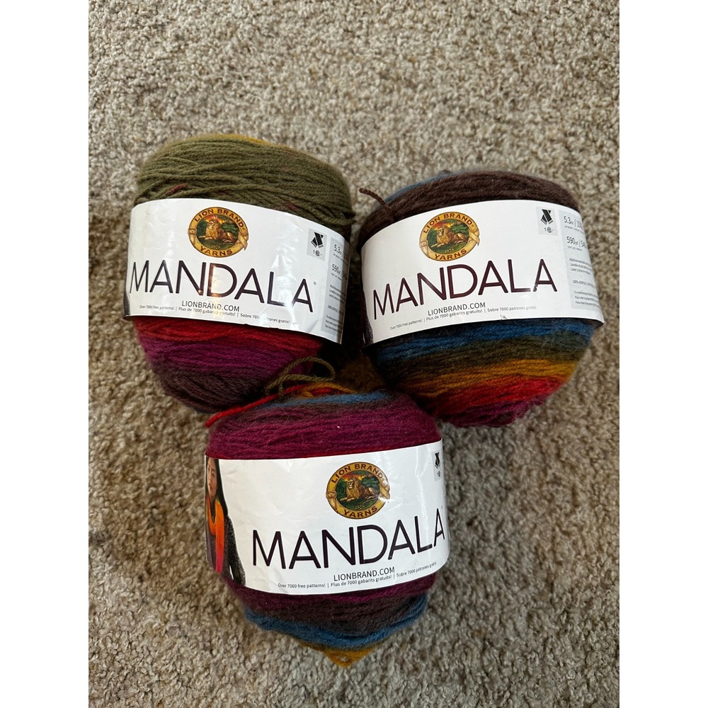 Lion Brand Mandala Yarn Chimera Colorway 5.3 oz / 590 Yds Light #3 Set 3 New